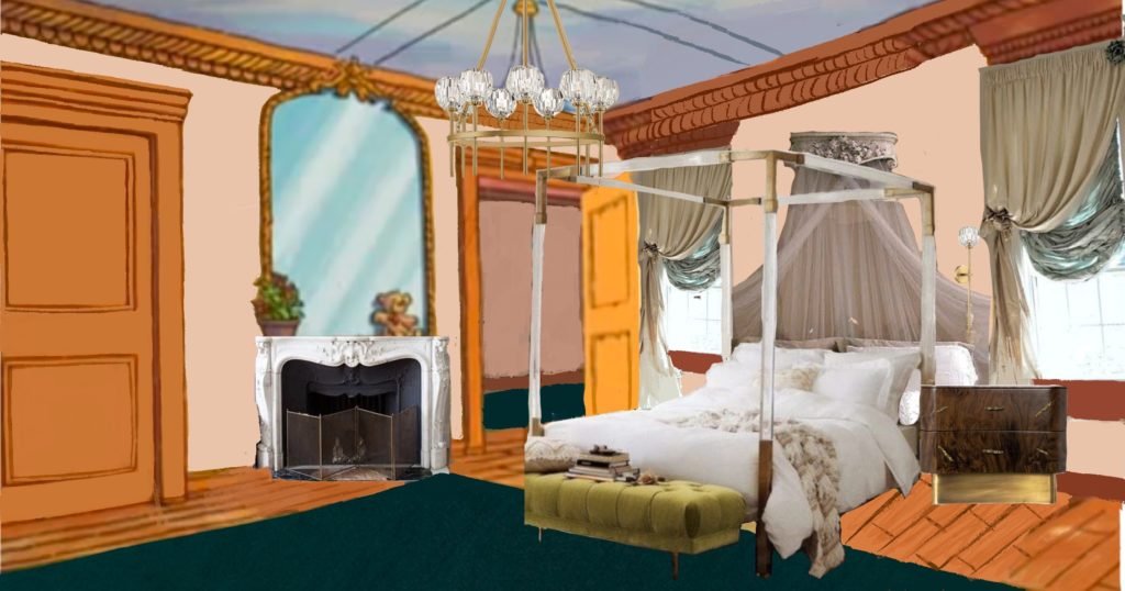 Muffy Crosswire's room rendered with real, modern parisian furniture