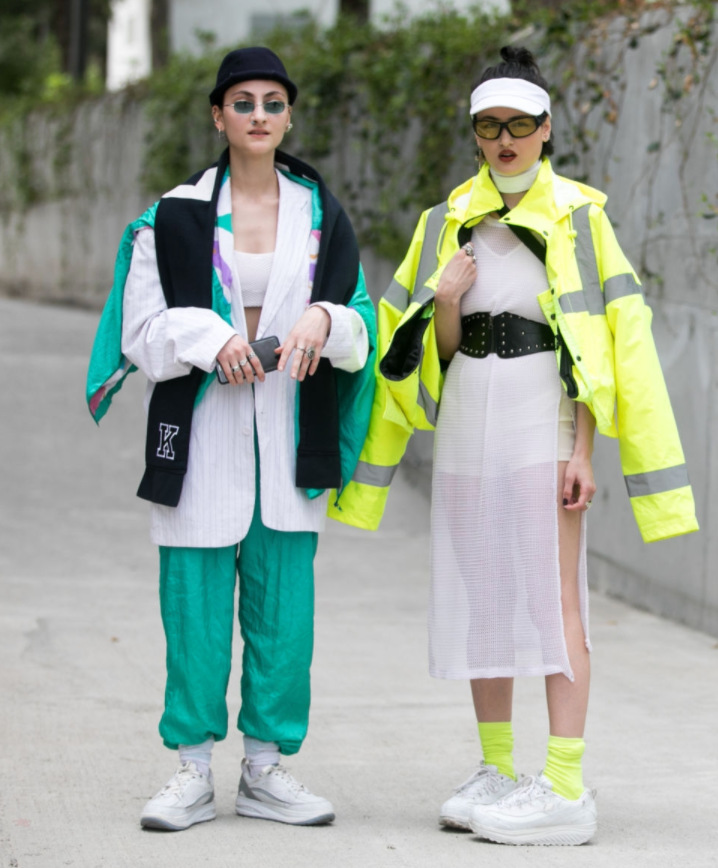 sporty neon yellow and gray outfit