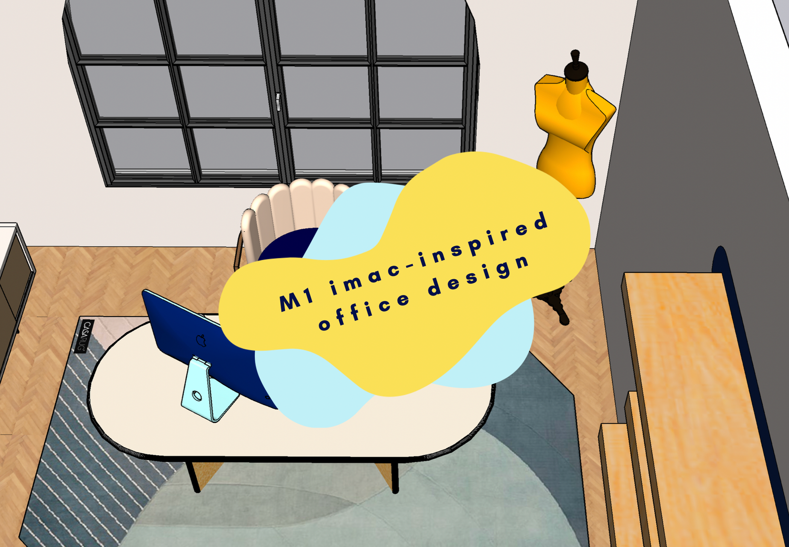 blue m1 iMac inspired office design - apple | homey homies