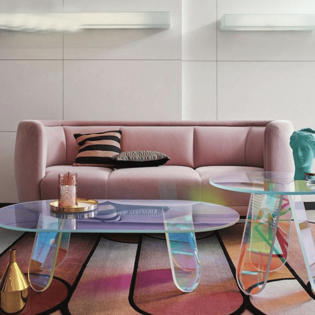 iridescent coffee table and side table