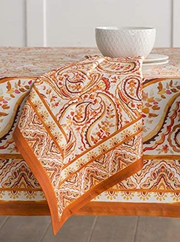 Orange paisley patterned cloth dinner napkins 