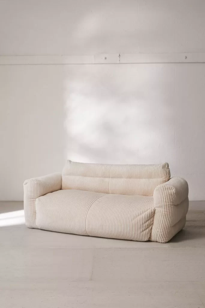 Cream corduroy beanbag couch from Urban Outfitters