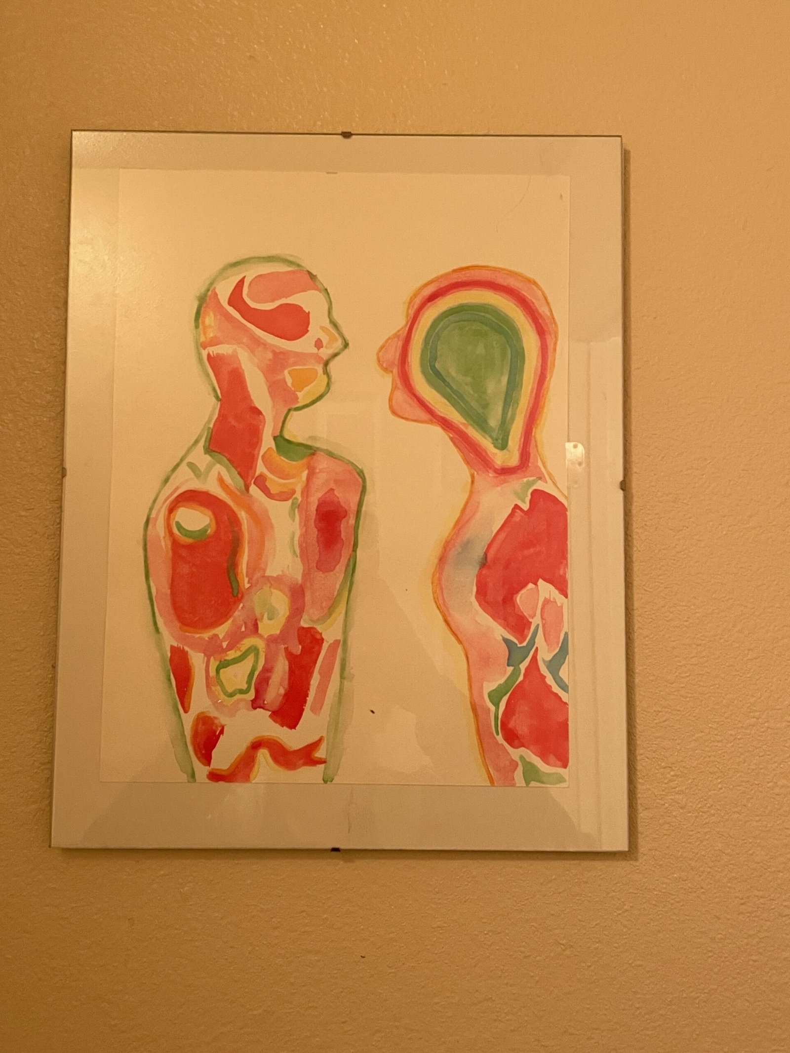 Watercolor painting of two human figures