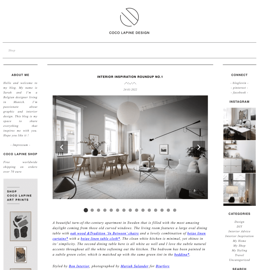 Coco Lapine Design blog homepage