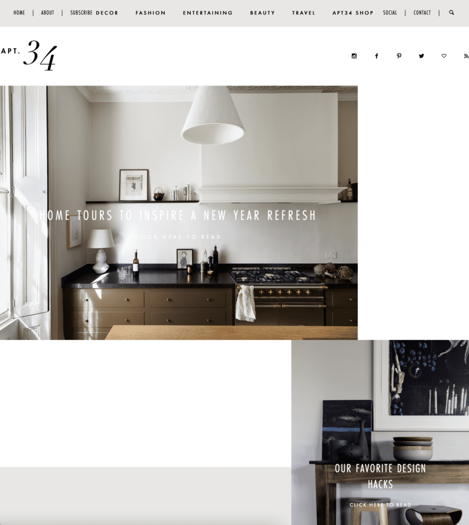 Apartment 34 interior design blog homepage