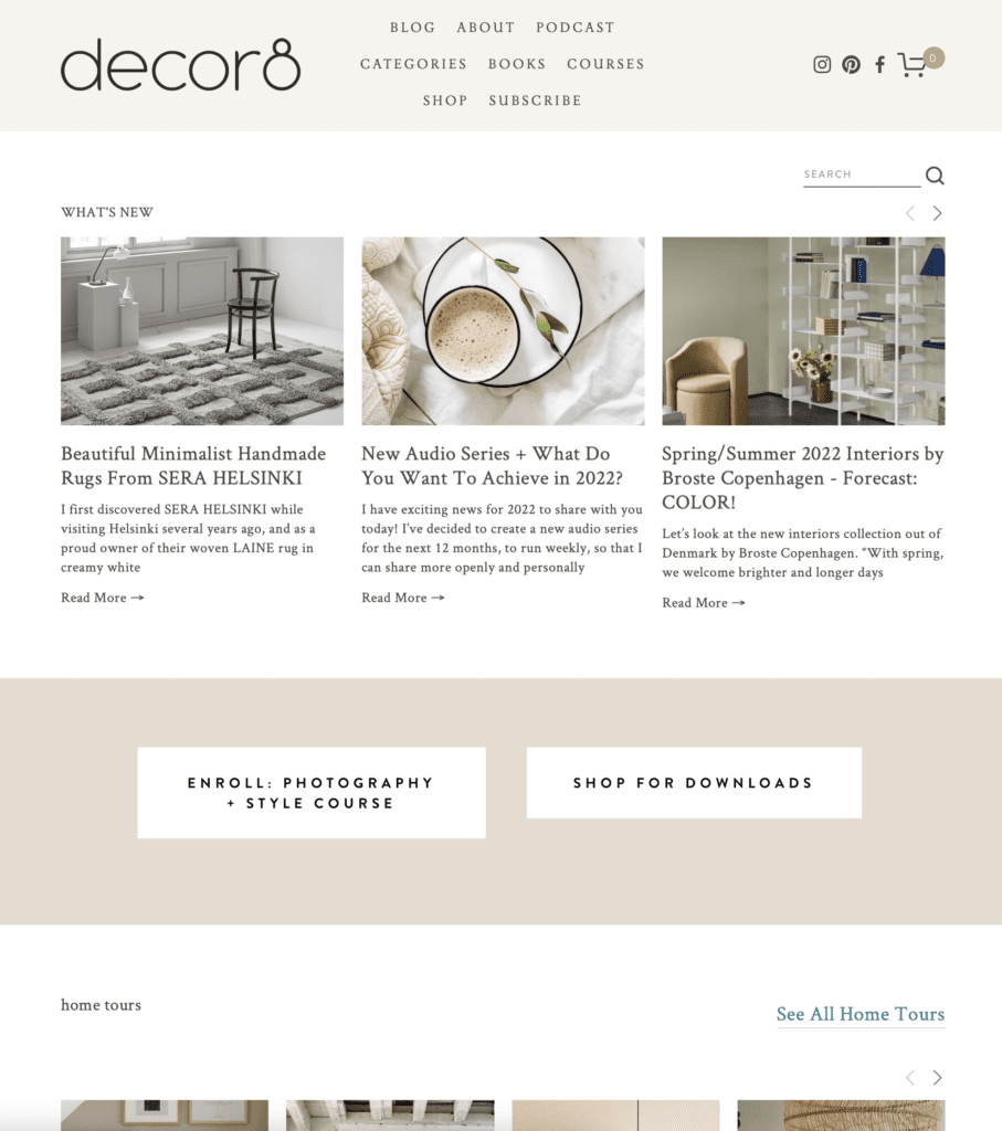 Decor8 interior design blog homepage