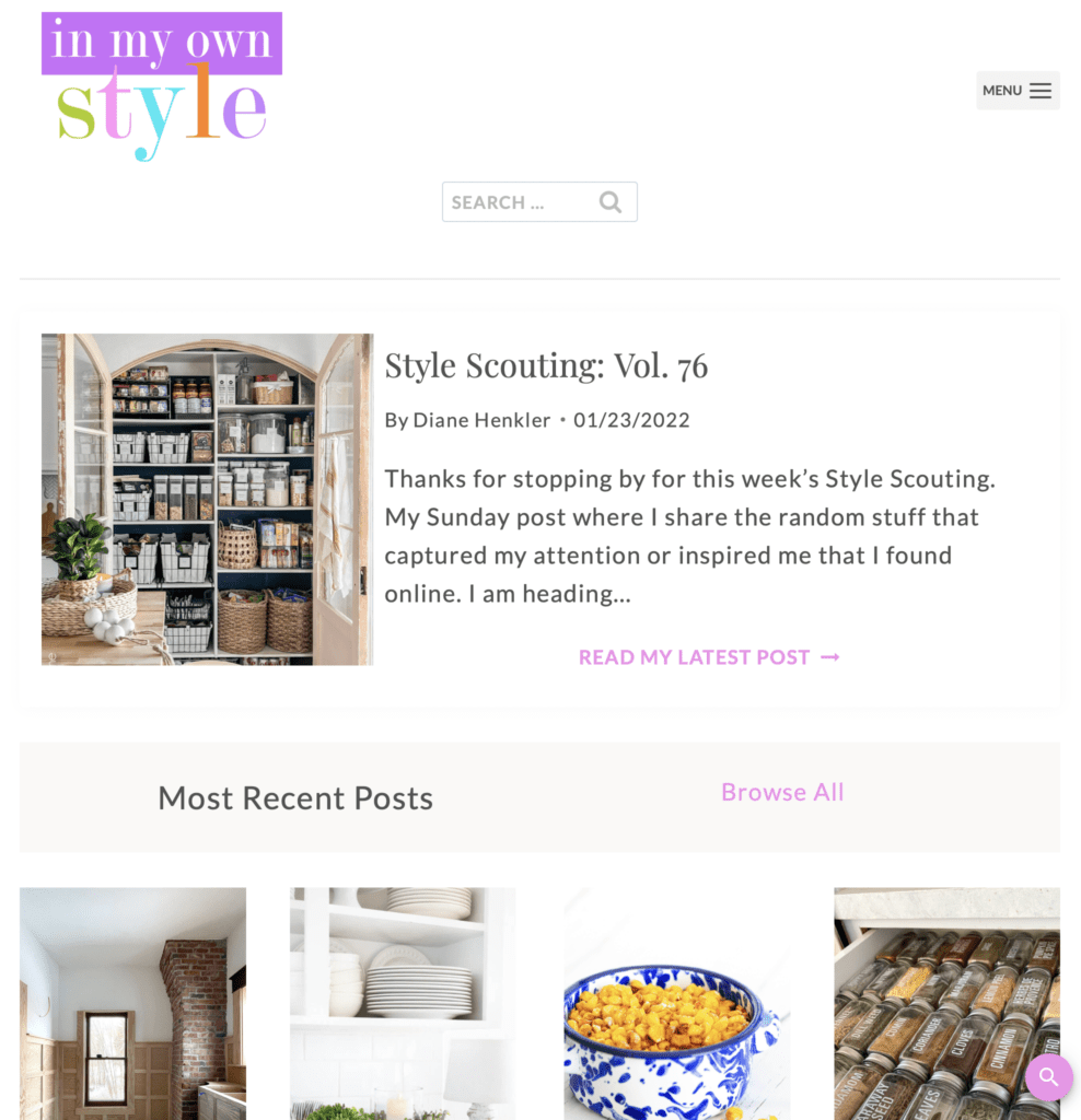 In My Own Style blog homepage