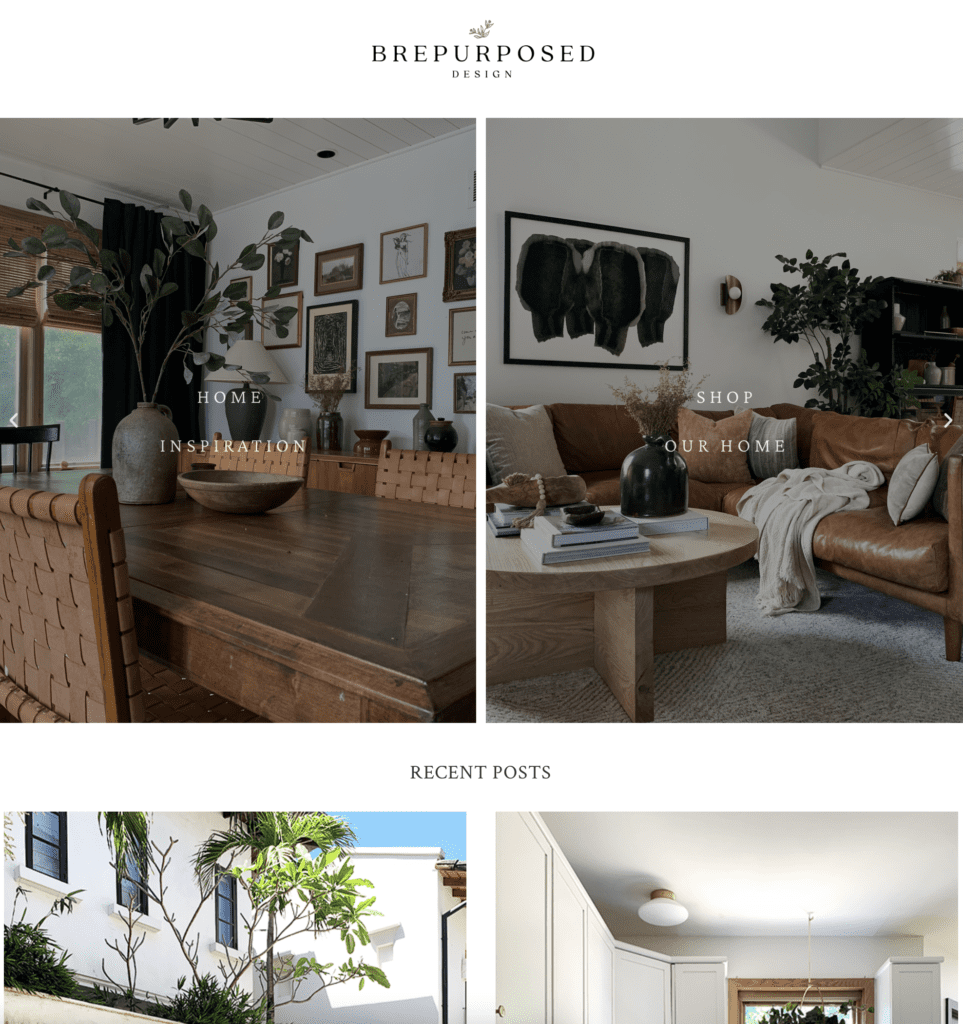 Brepurposed interior design blog homepage