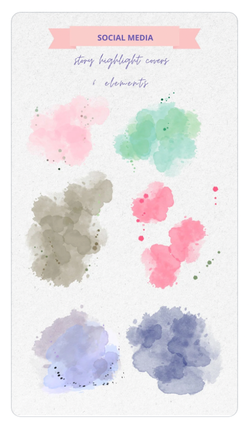 Free Elements watercolor transparent blob Instagram Story Cover Highlight