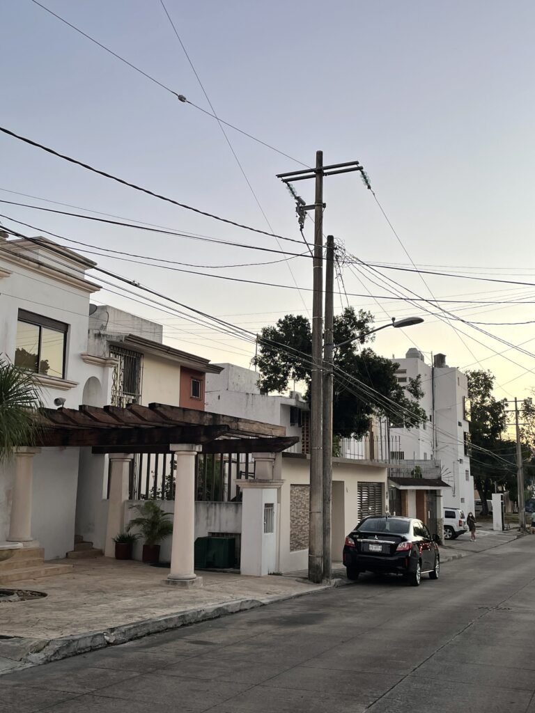 Street view of houses in a variety of architectural styles