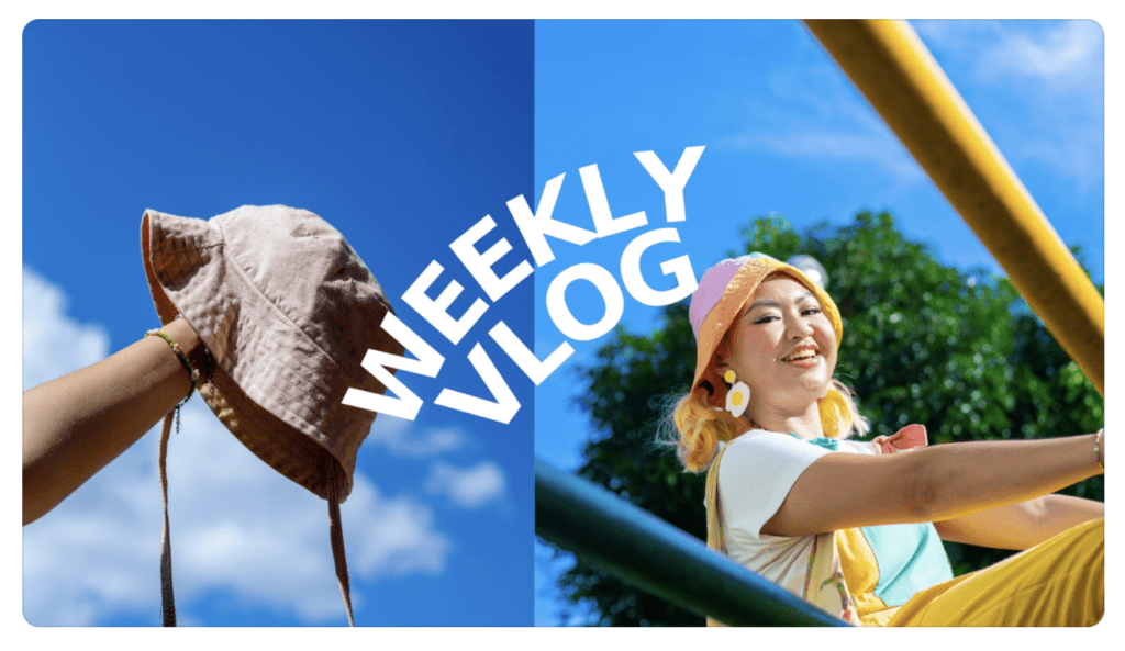 Blue Aesthetic Minimalist Cute Girl Weekly Vlog Youtube Thumbnail 