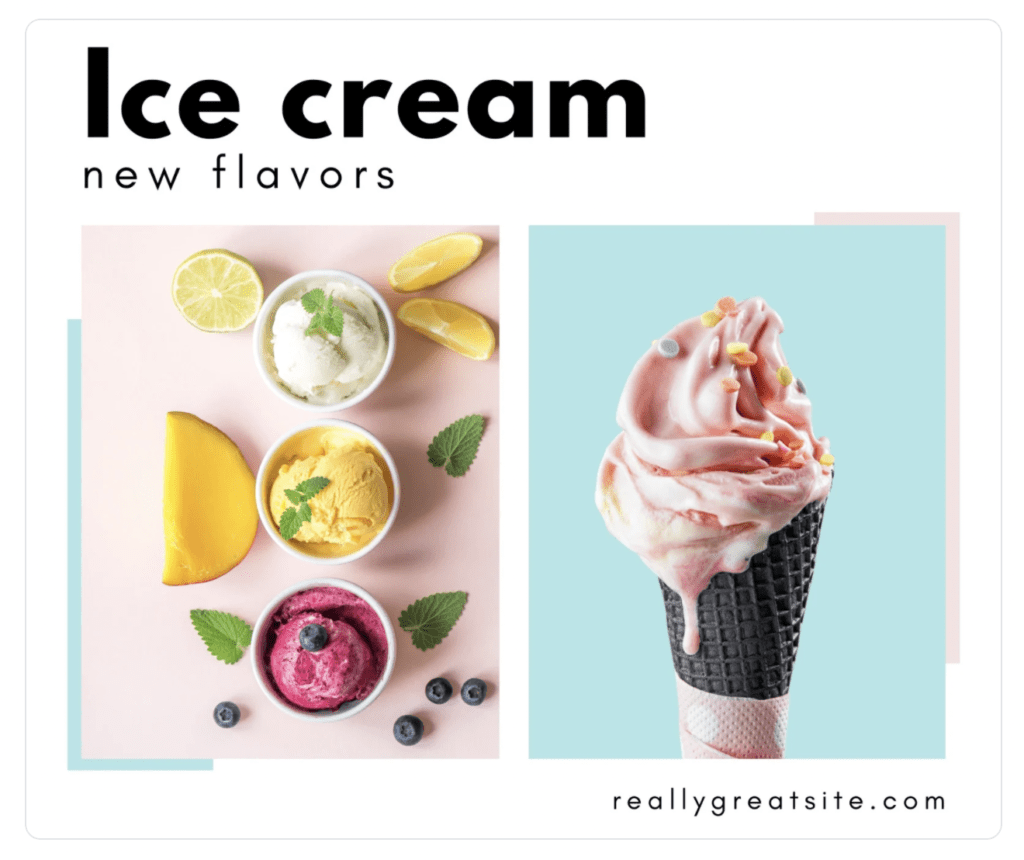 White Ice cream menu facebook post 
