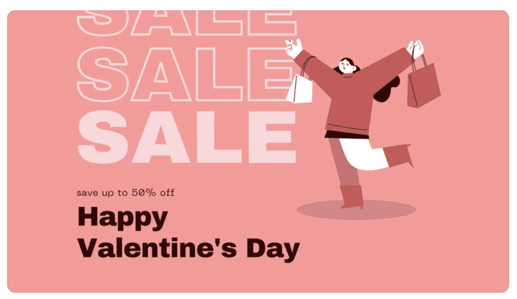 Pink Illustrated Happy Valentine's Day Sale Twitter Post