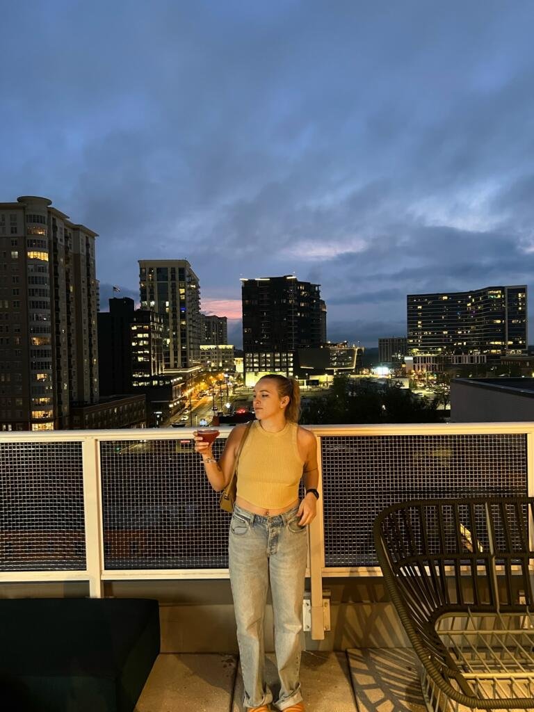 Posing in front of the view of downtown Buckhead