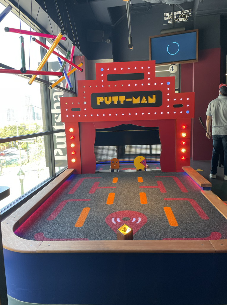 Puttshack West Midtown "Putt-man" hole in the style of pacman