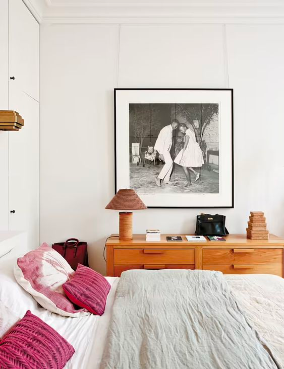 Bedroom with cozy textural linen bedspread