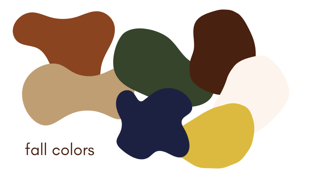 fall colors - rust, terracotta, navy, mustard, olive, brown, and cream