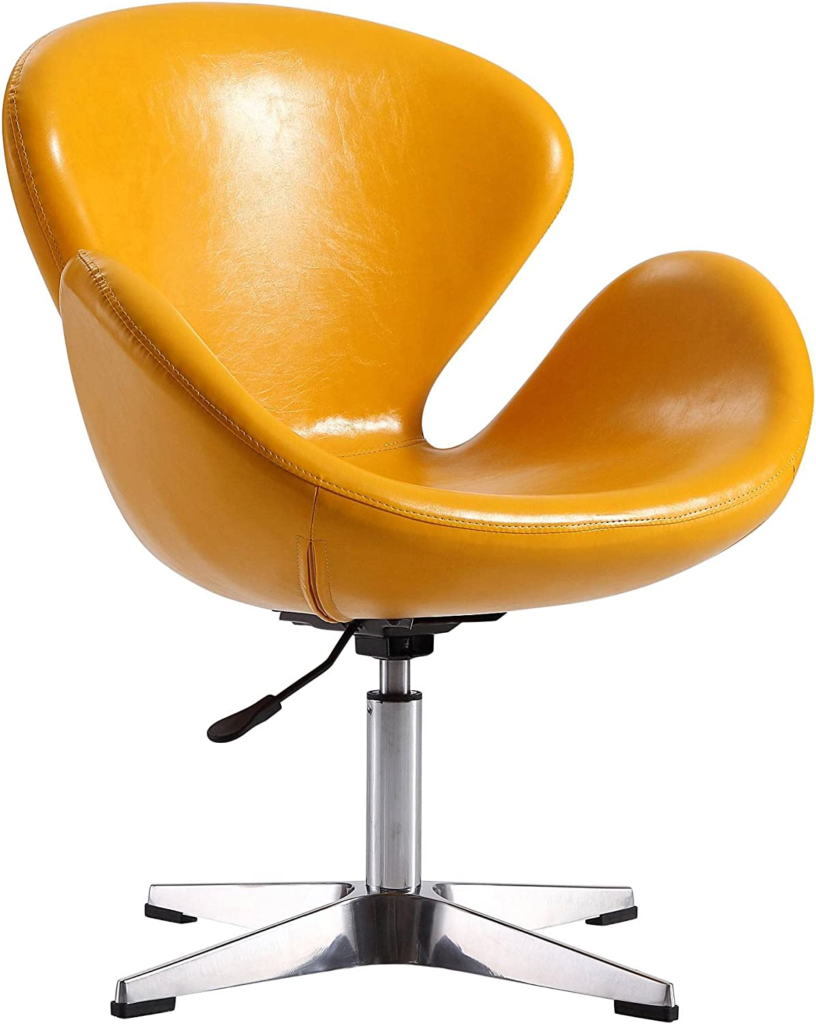 Manhattan Comfort Raspberry Mid Century Modern Retro Look Living Room Swivel Chair, 28.7", Single, Yellow