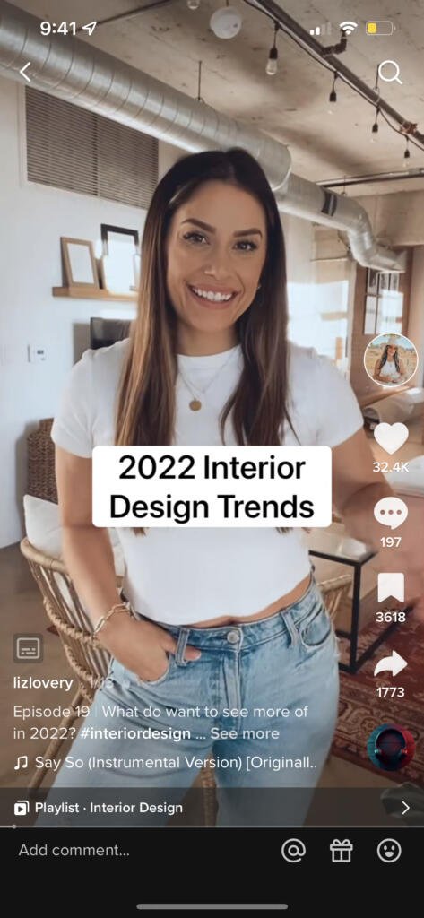 tiktok talking about the top 2022 interior design trends