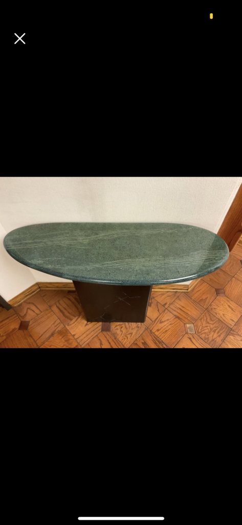 organic shaped small green marble table