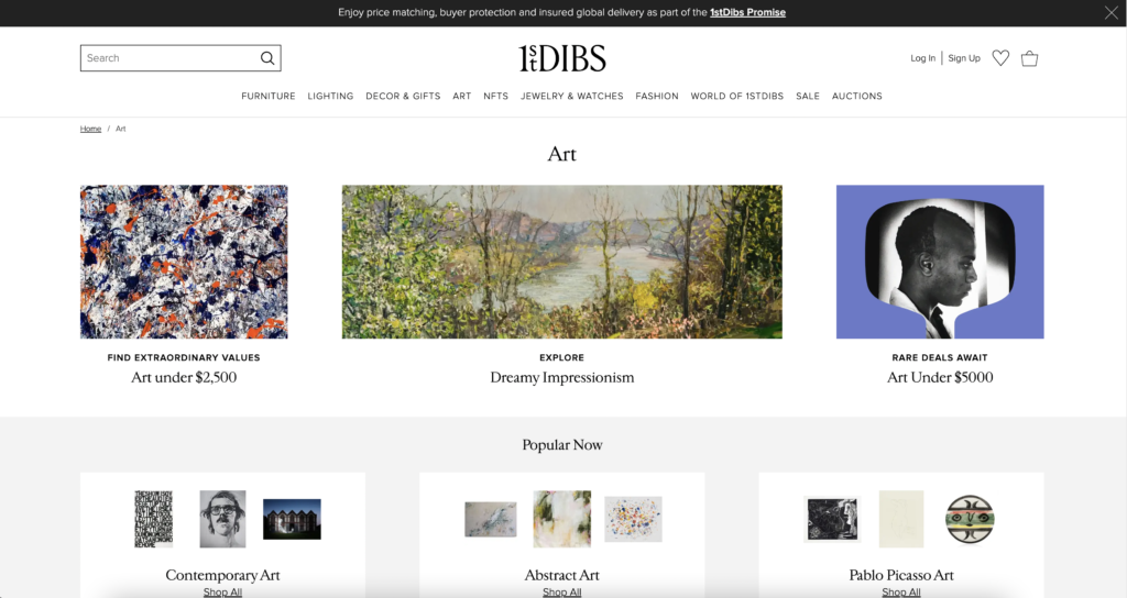 1st Dibs Art online marketplace