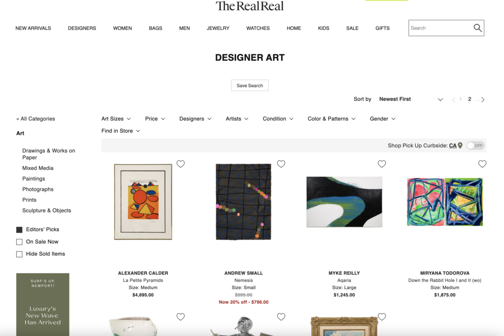 The Real Real art marketplace
